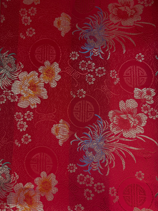Red Floral Brocade