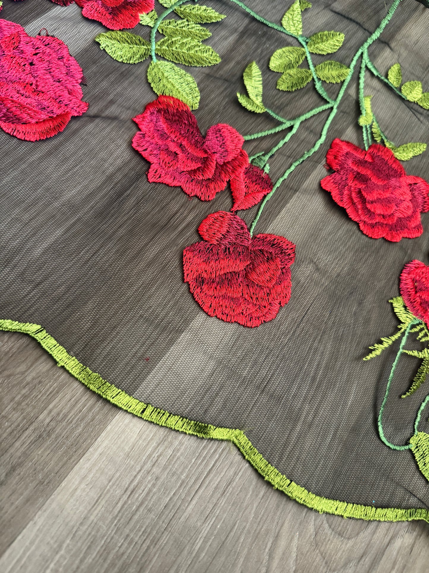 Red Embroidered Rose