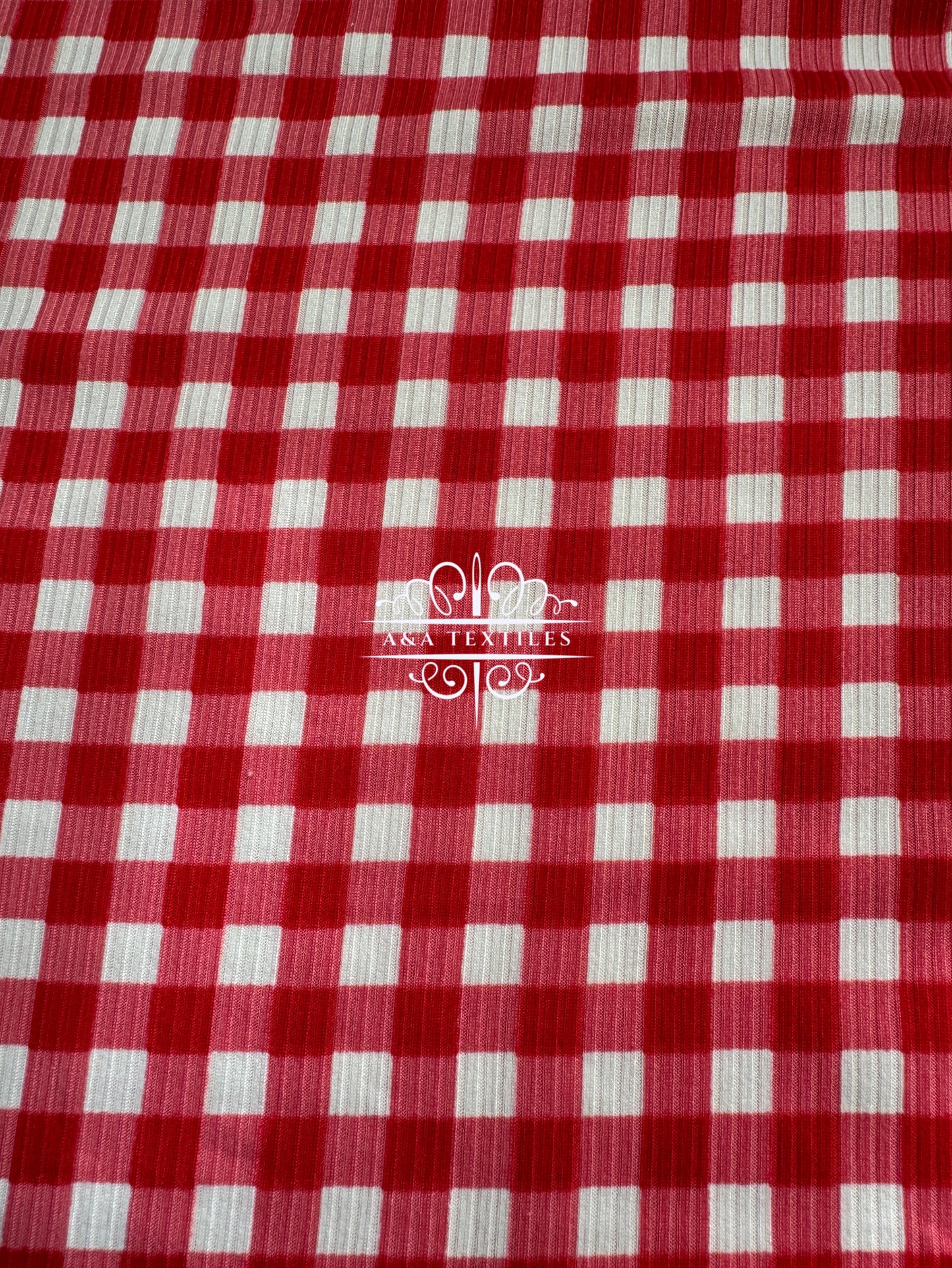 Red Gingham Rib Knit