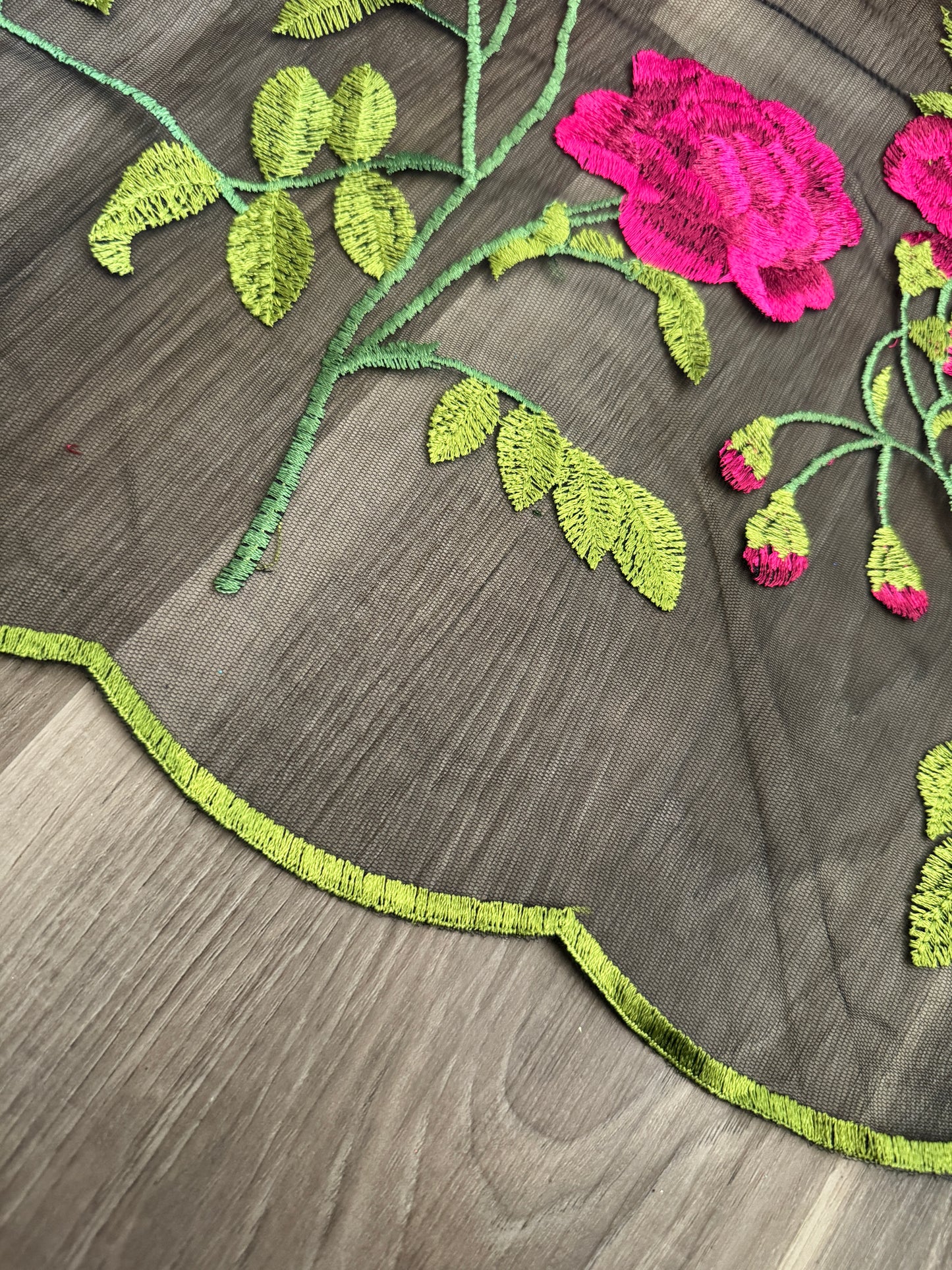 Pink Embroidered Rose