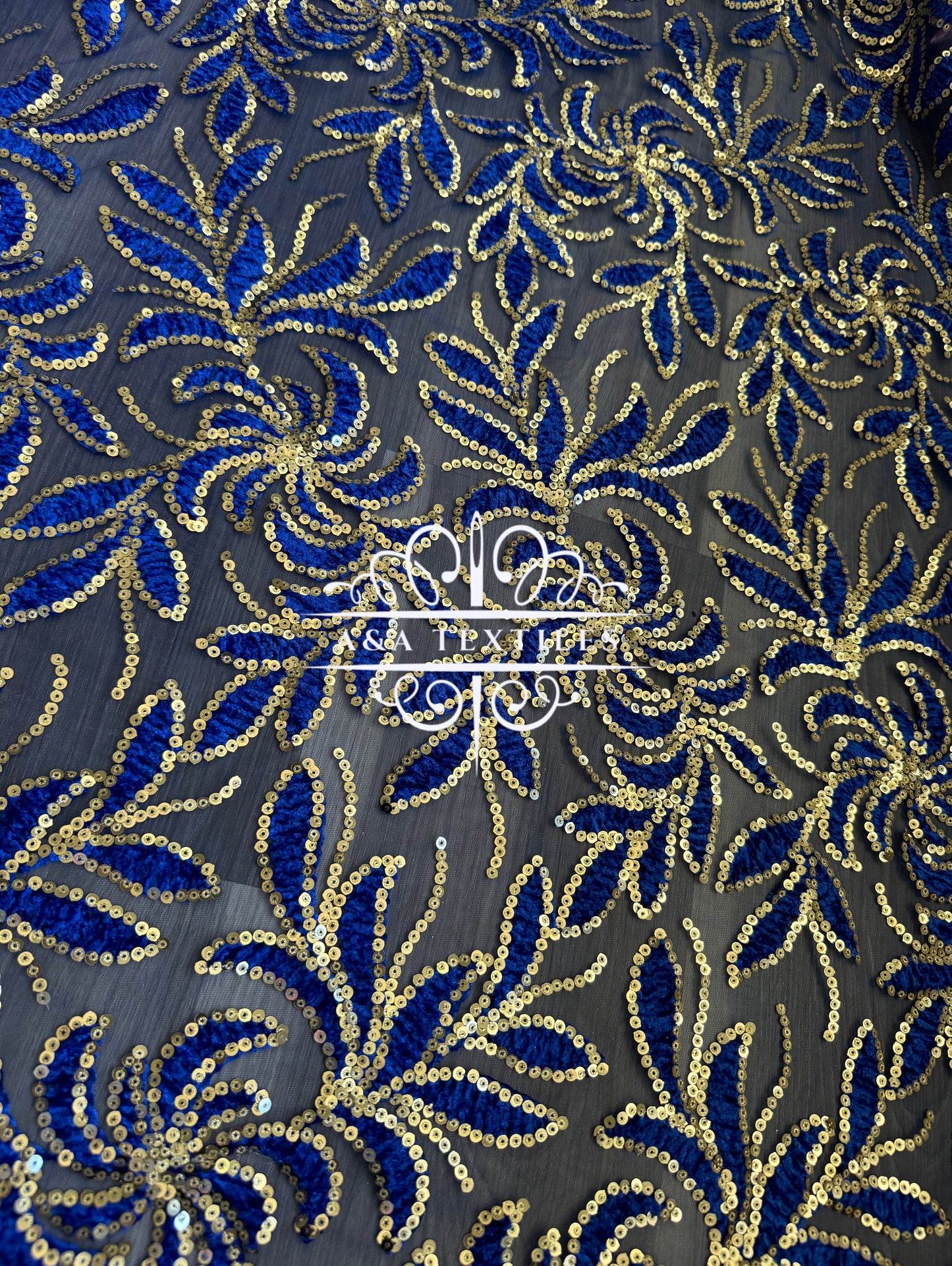 Royal Blue & Gold Lace