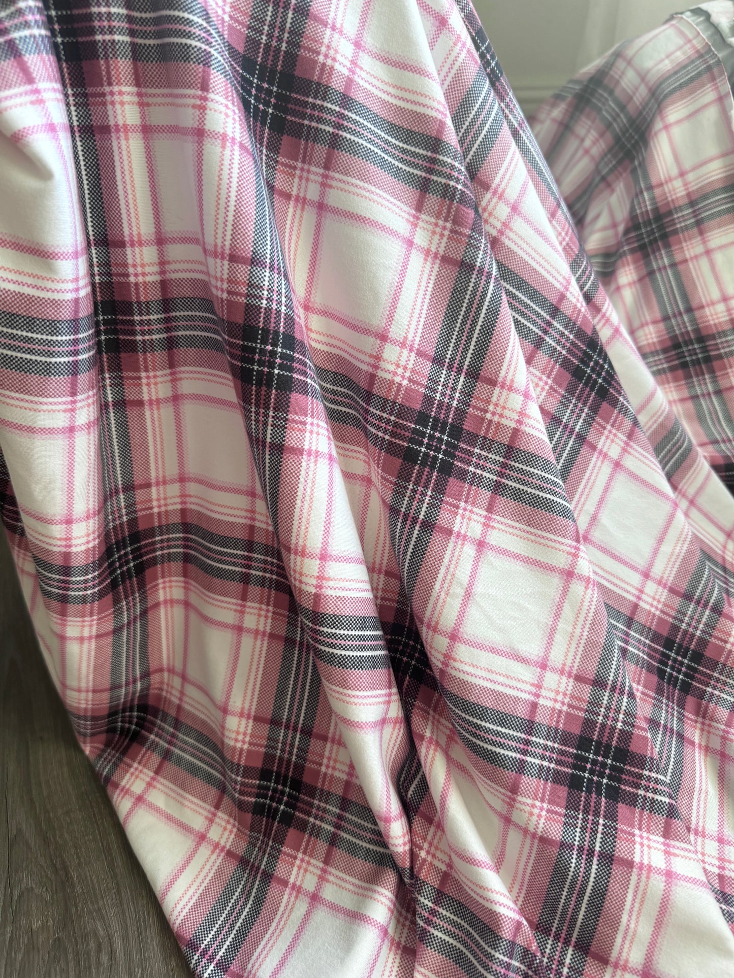 Pink Plaid Double Brushed Poly