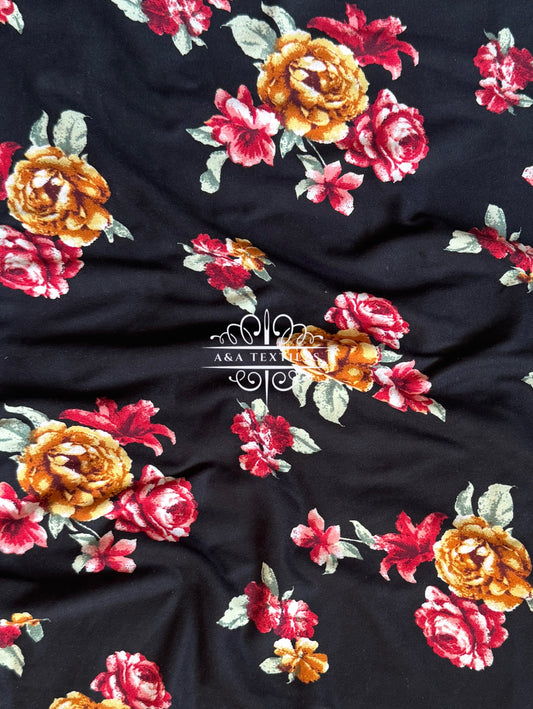 Black & Red Double Brushed Poly