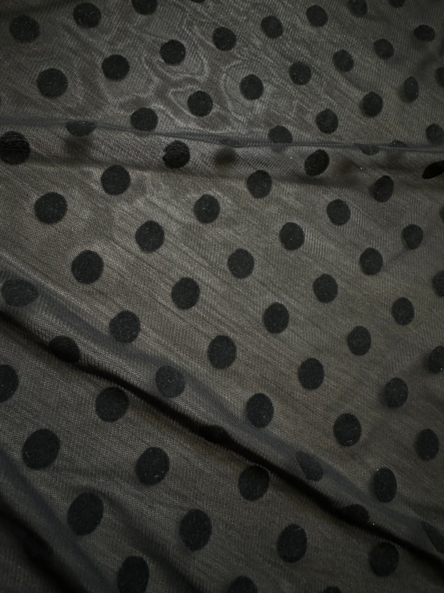 Black Polka Mesh