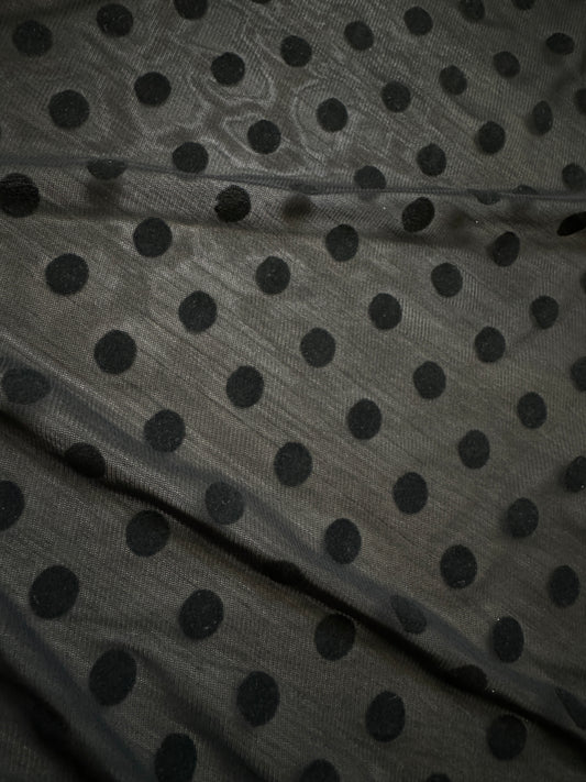 Black Polka Mesh