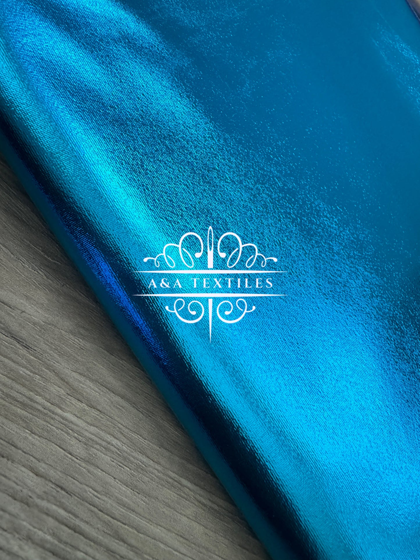 Turquoise Foil Spandex