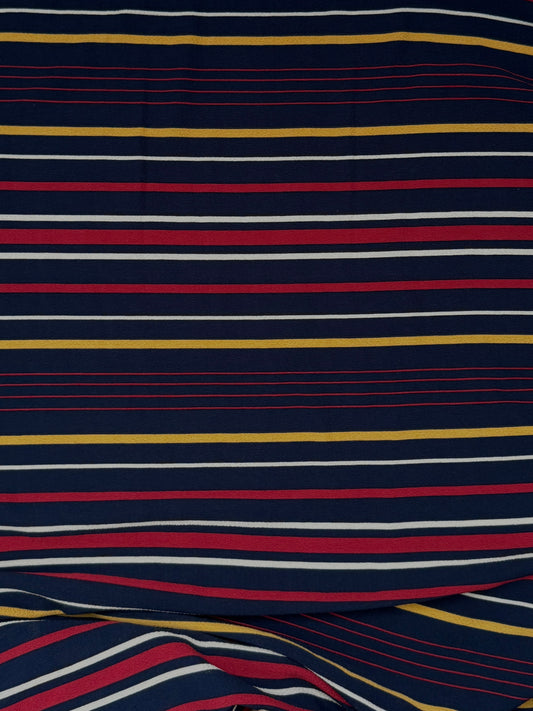 Navy Striped Bubble Crepe