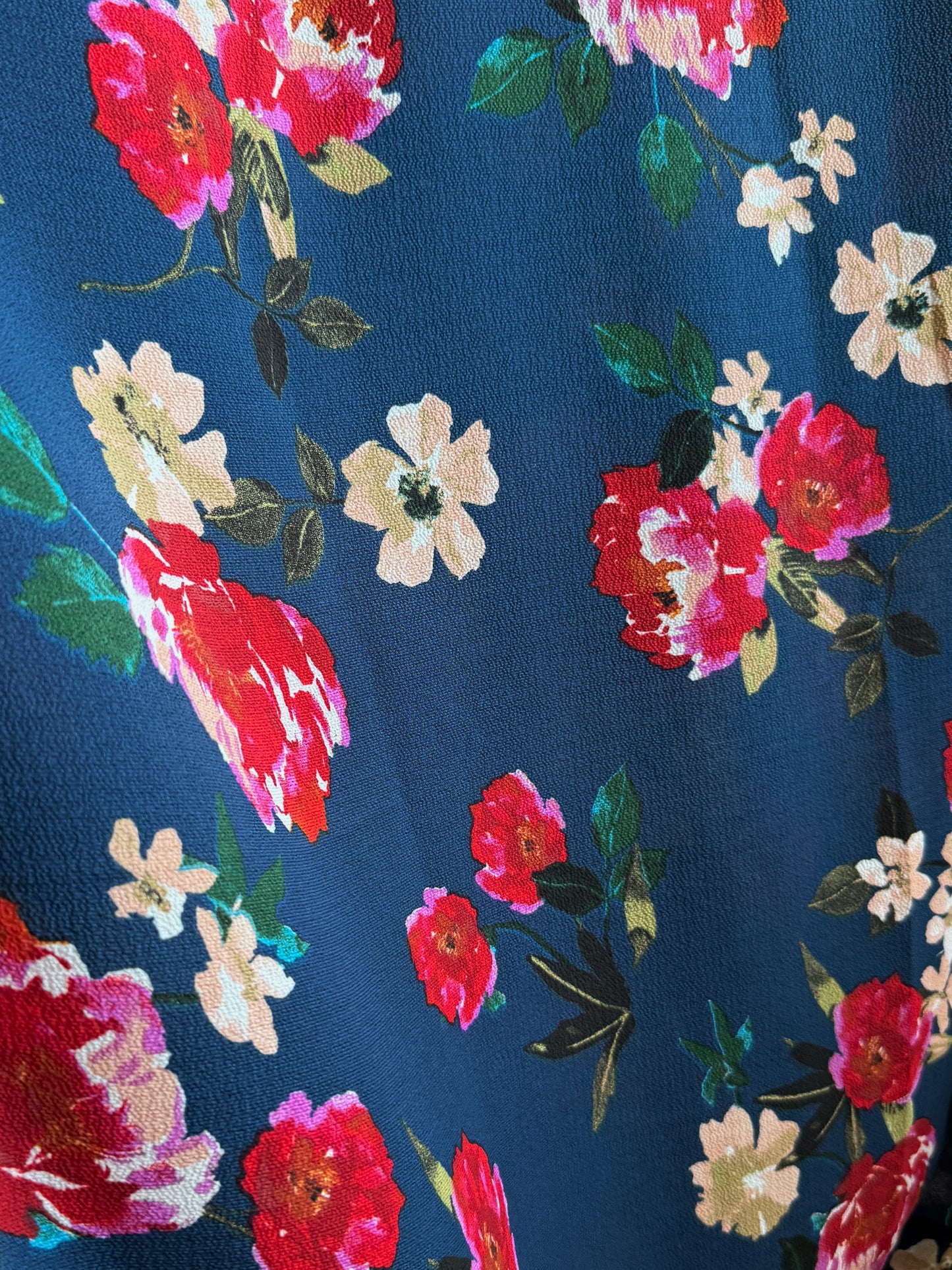 Teal Floral Bubble Crepe