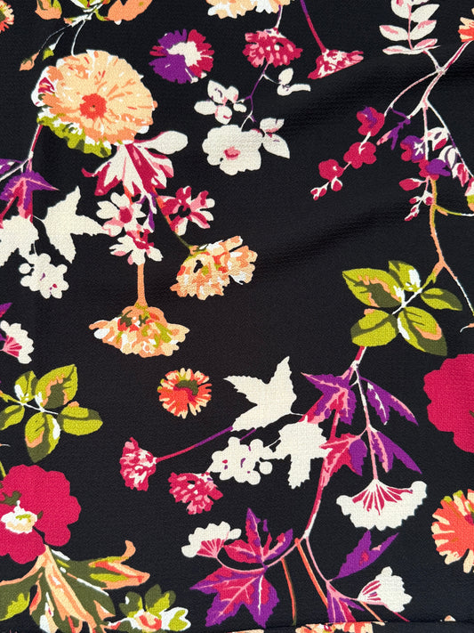 Black Floral Bubble Crepe