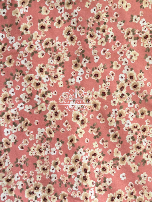 Peach Floral Double Brushed Poly