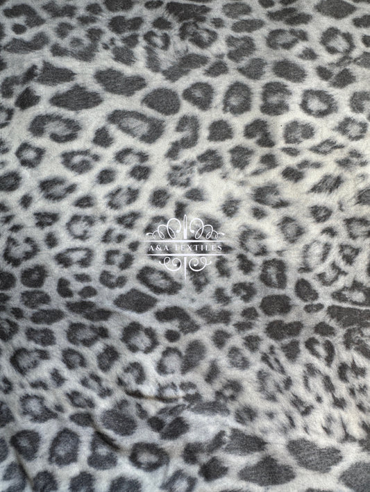 Gray Leopard Double Brushed Poly