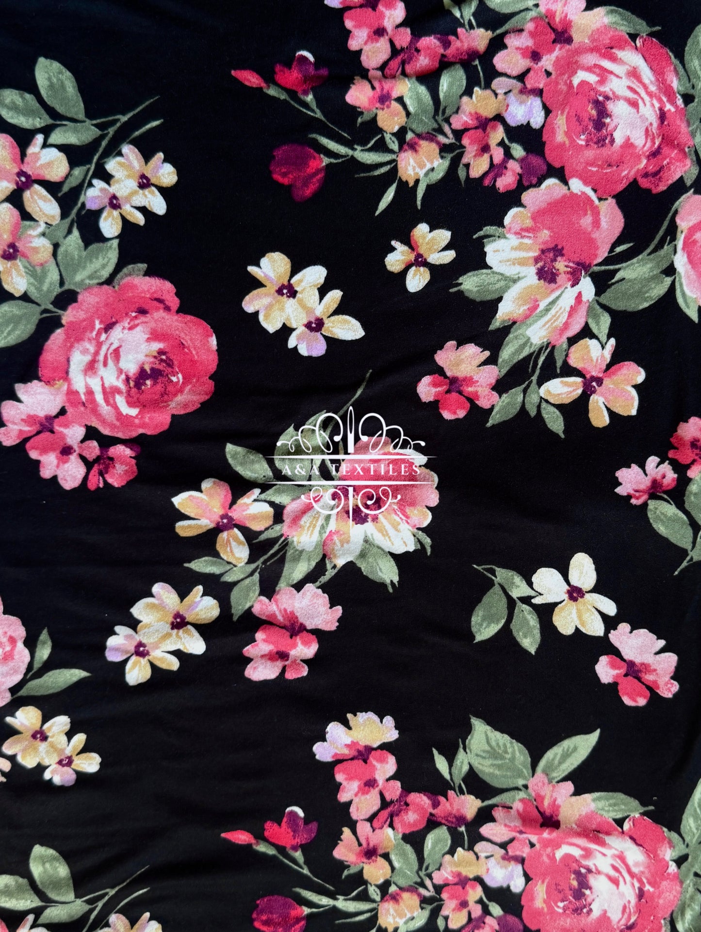 Pink Floral Double Brushed Poly