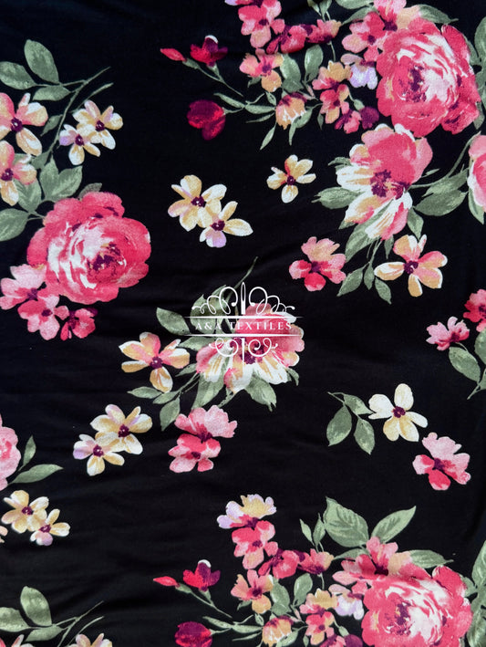 Pink Floral Double Brushed Poly