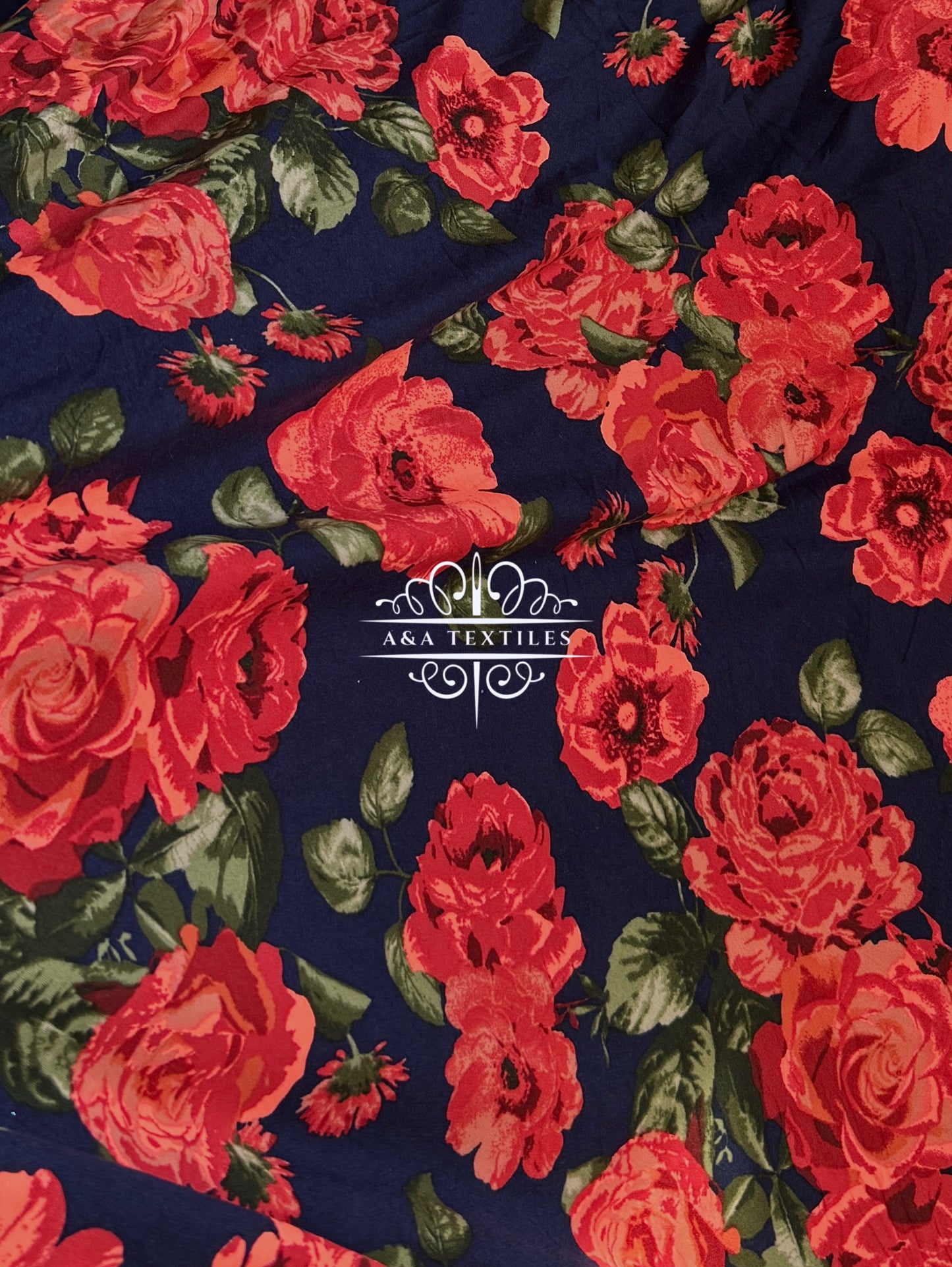 Red Orange Floral Double Brushed Poly