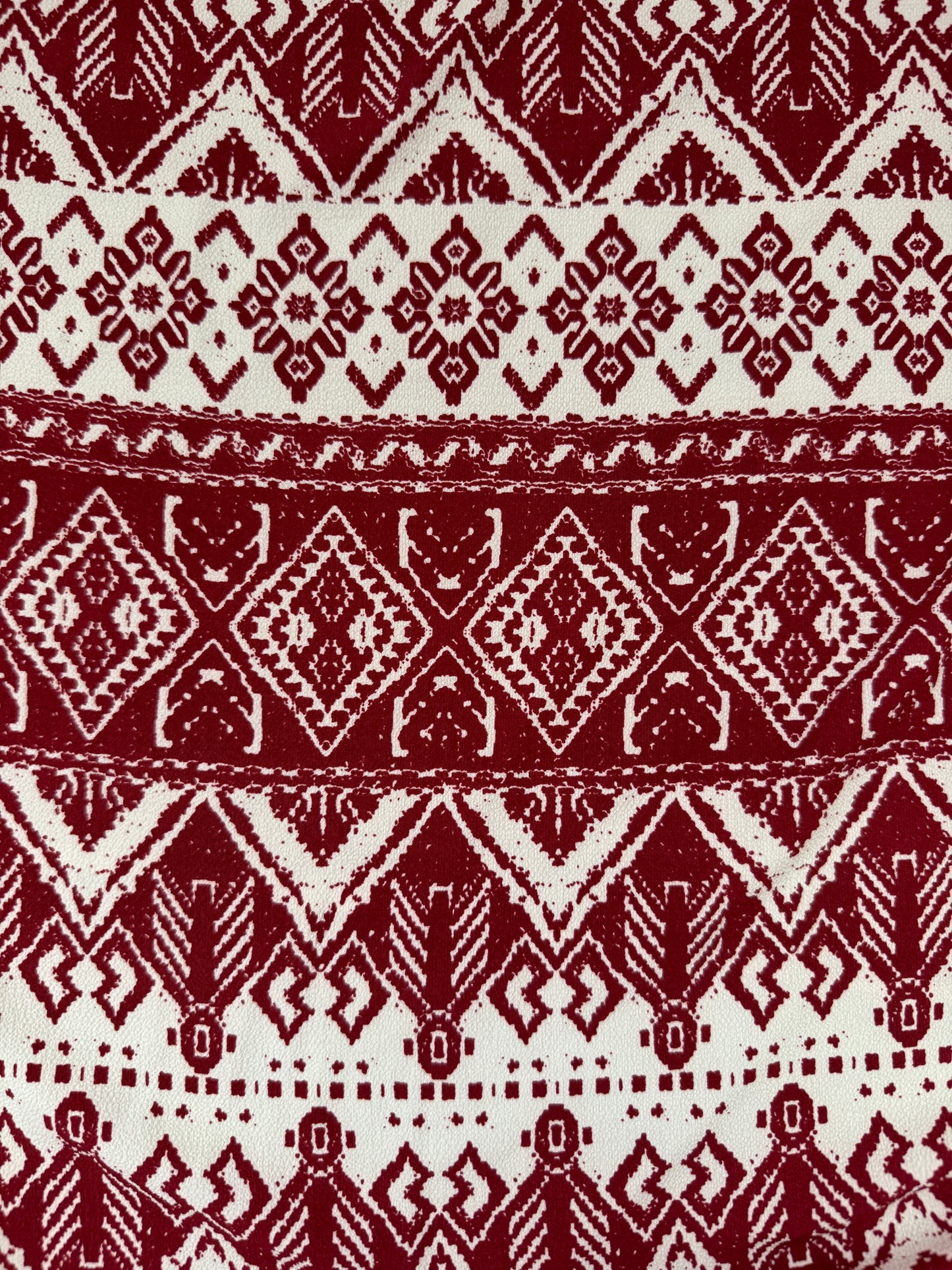 Burgundy Print Bubble Crepe