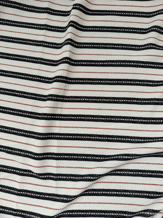 Navy Stripe Bubble Crepe