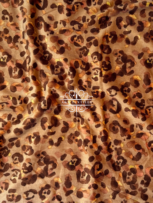 Brown Leopard Stretch Velvet