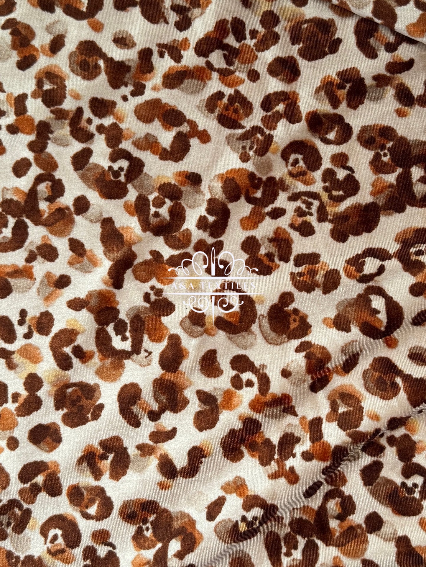 Tan Leopard Stretch Velvet