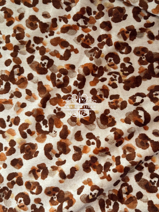 Tan Leopard Stretch Velvet