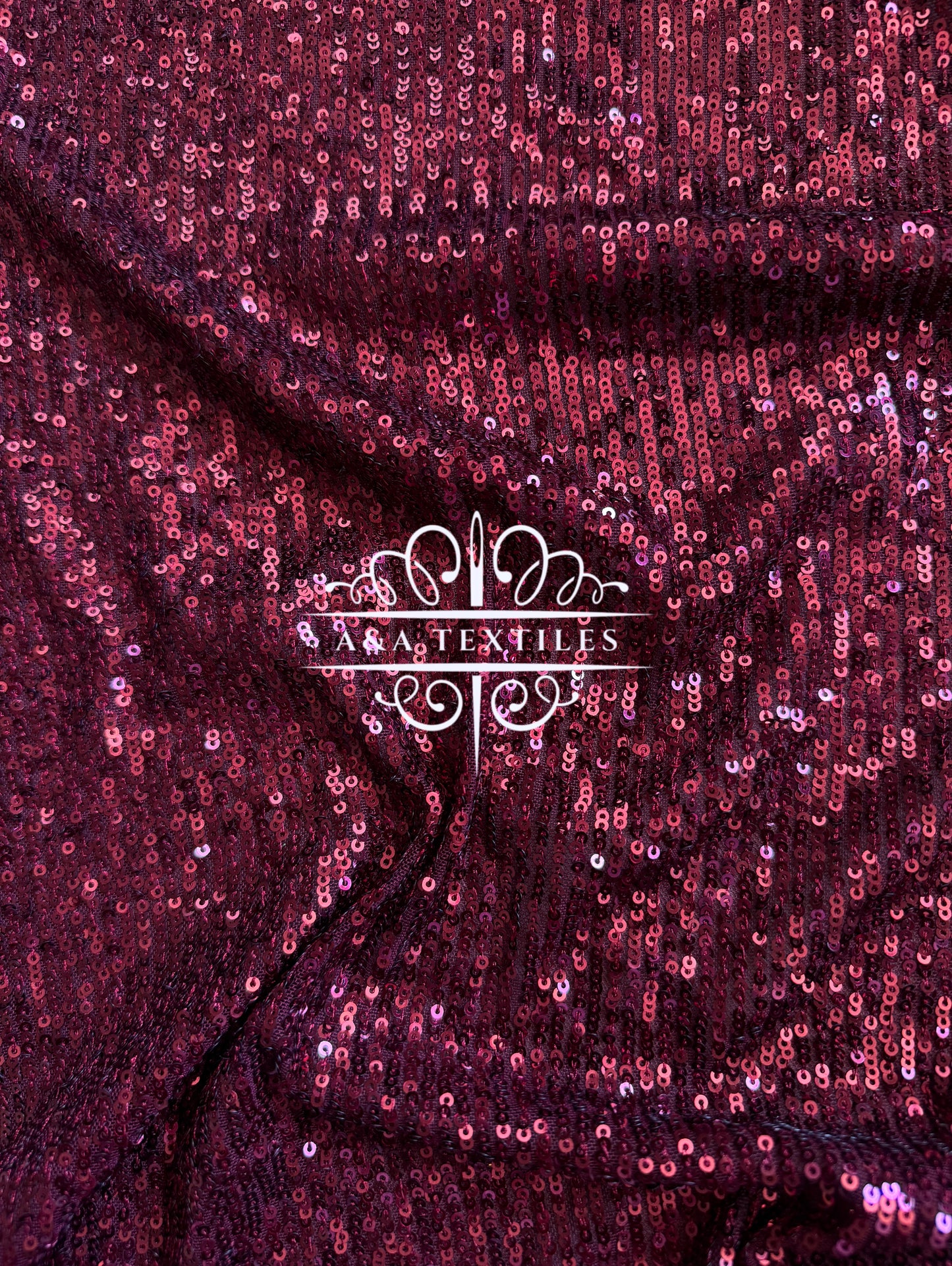 Burgundy Mesh Stretch Sequin