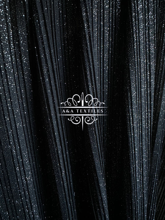 Black Shimmer Pleated Knit