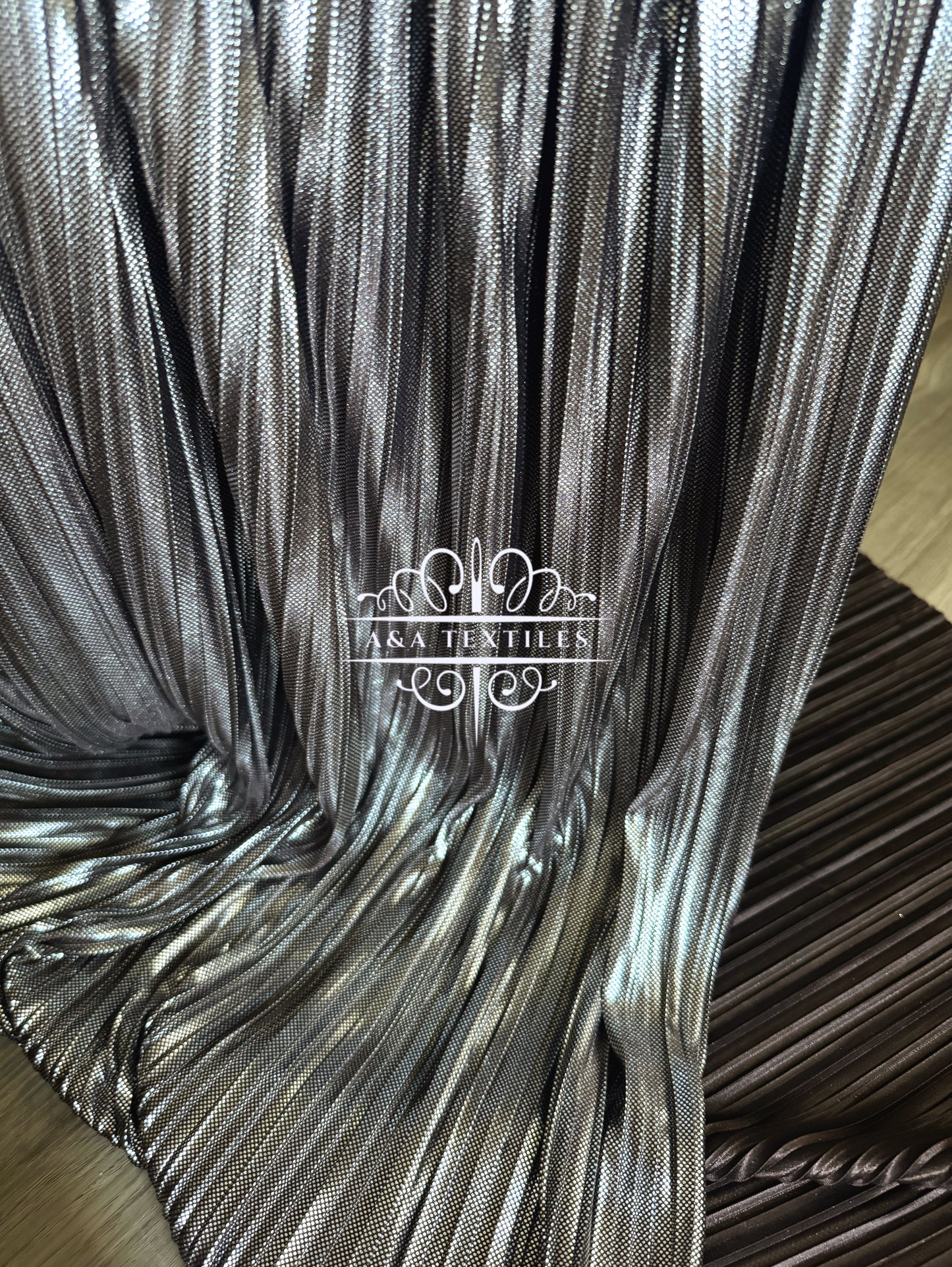 Brown Metallic Pleated Knit