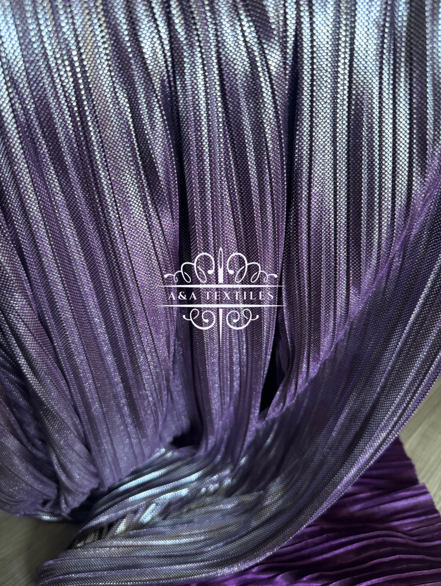 Purple Metallic Pleated Knit