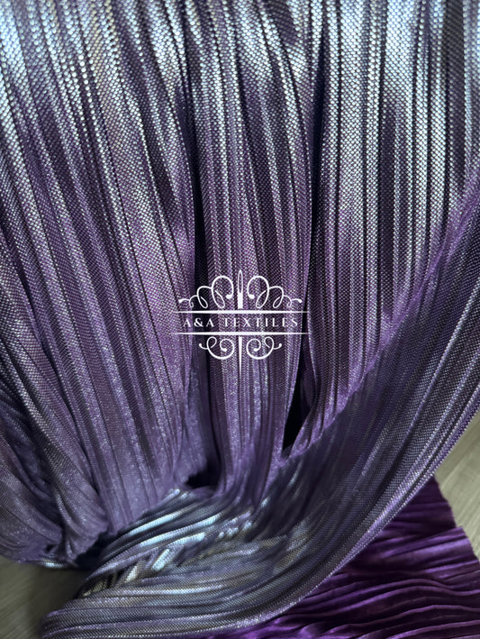 Purple Metallic Pleated Knit