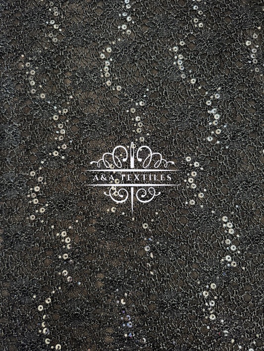 Black Foil Stretch Lace