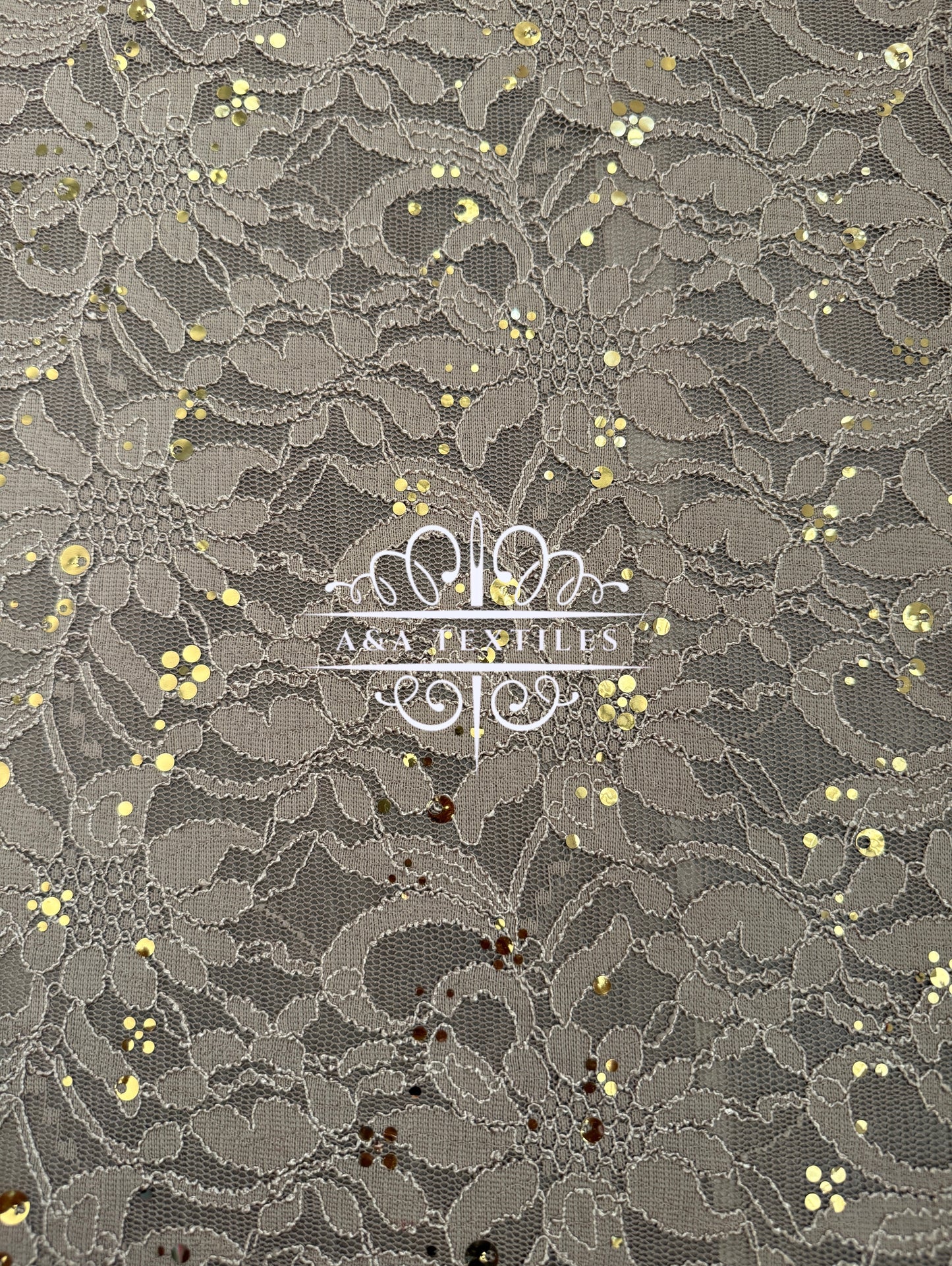 Taupe Foil Lace