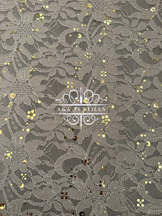 Taupe Foil Lace