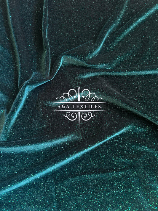 Shimmery Green Stretch Velvet