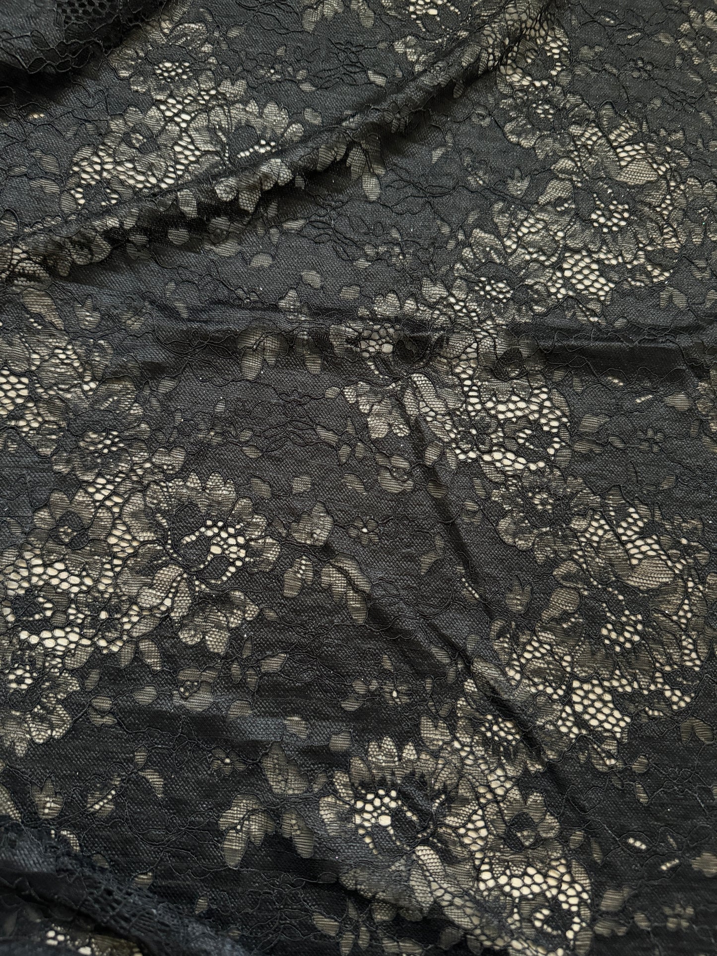 Black Floral Stretch Lace