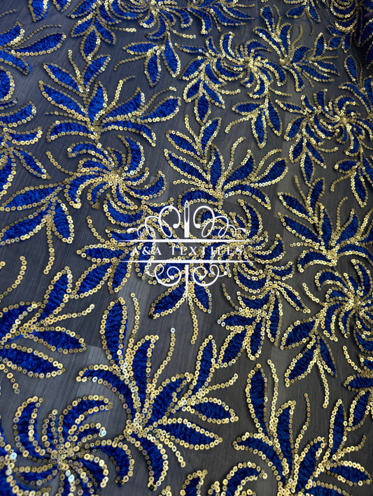 Royal Blue & Gold Lace
