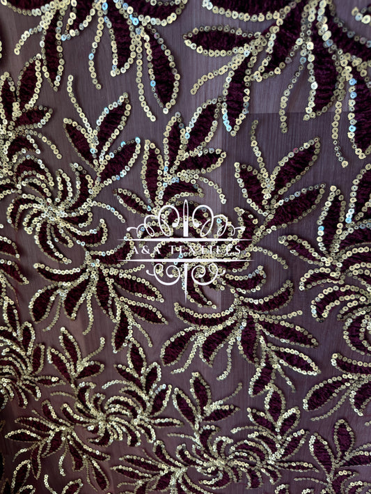 Burgundy & Gold Lace