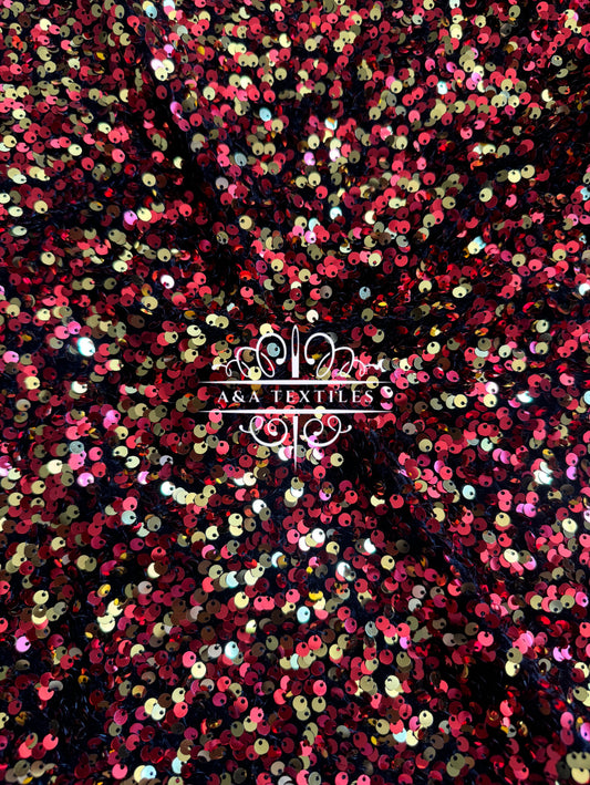 Red & Gold Stretch Sequin