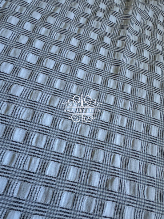 White Woven Check