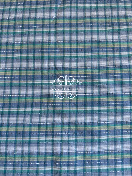Blue Poly Cotton Plaid