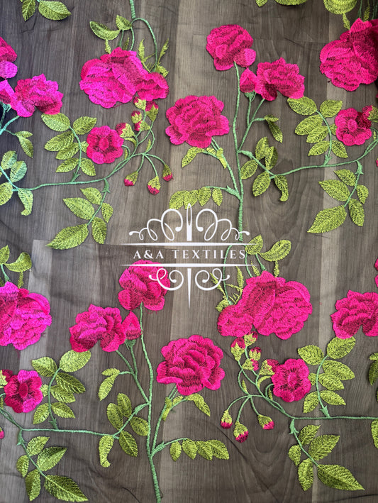 Pink Embroidered Rose
